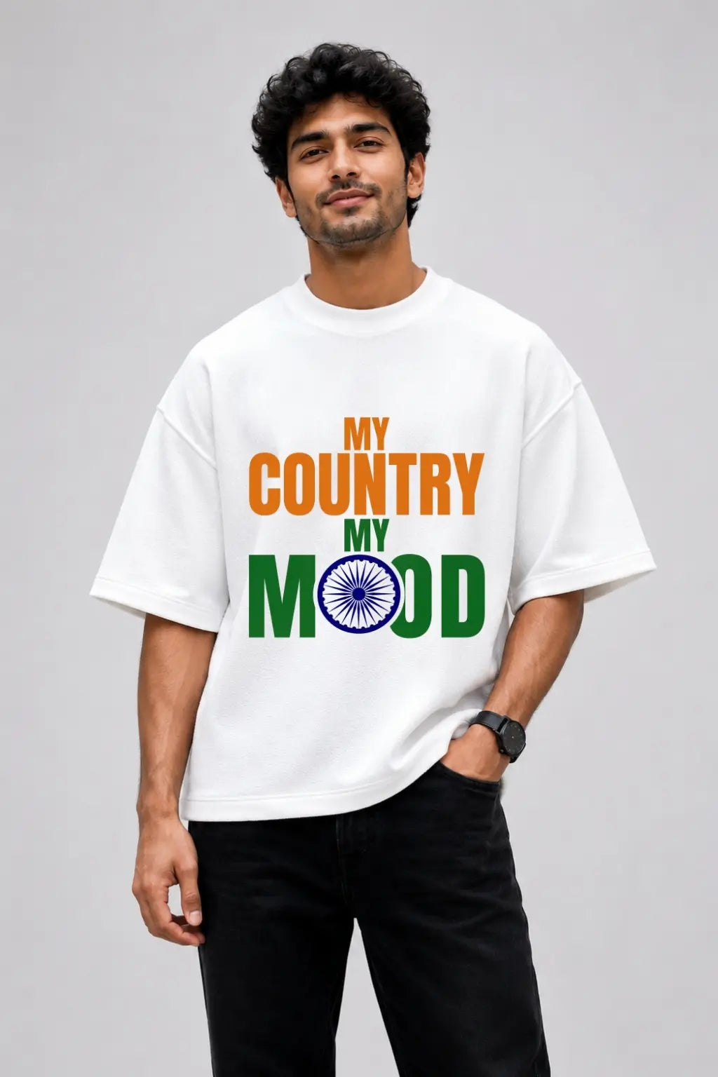 My Country My Mood — Ashoka Chakra Oversized Tee for Men | JUNOSHI