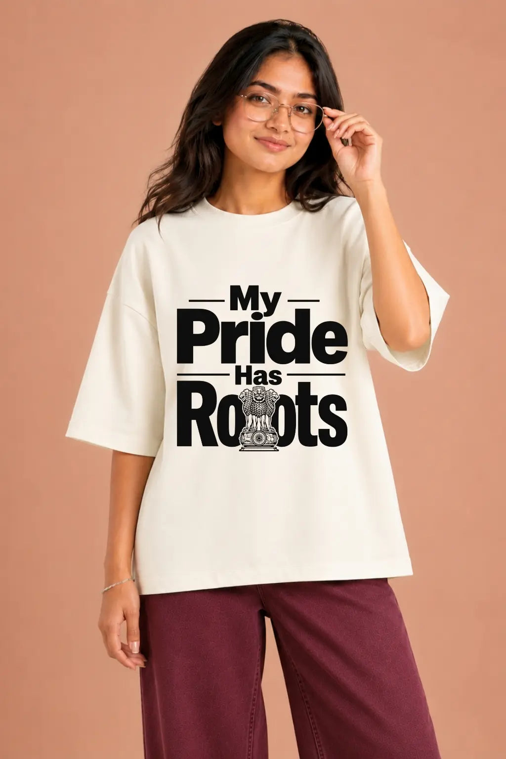 My Pride Has Roots — Patriotic Oversized Tee for Women