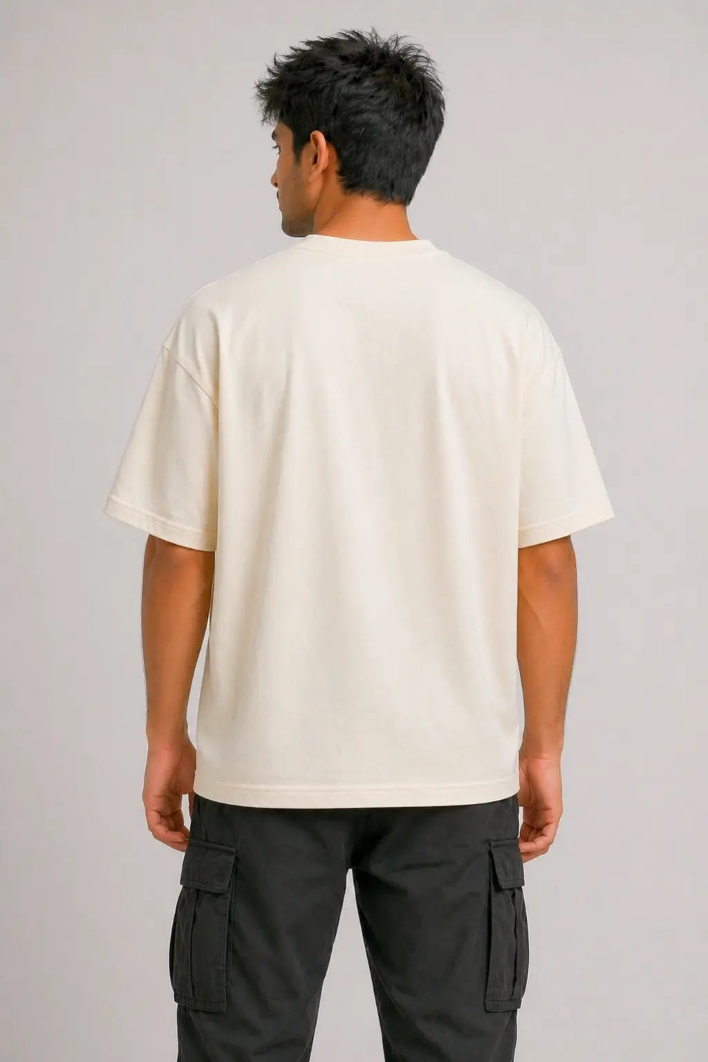 Neon Krishna Aura Oversized Terry Tee Off-White — Back View