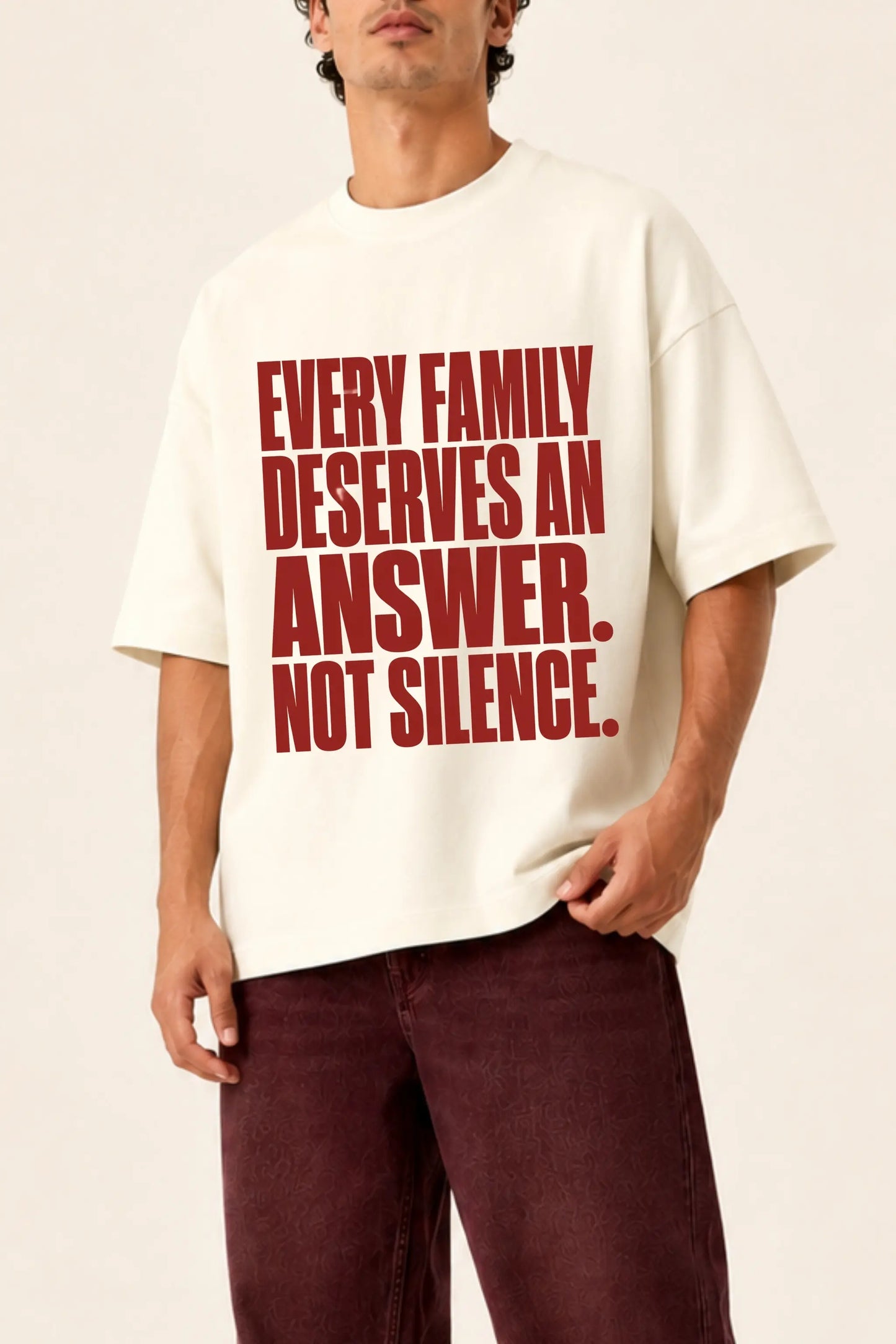 Not Silence Constitutional Typography Print Closeup on Oversized Tee | JUNOSHI