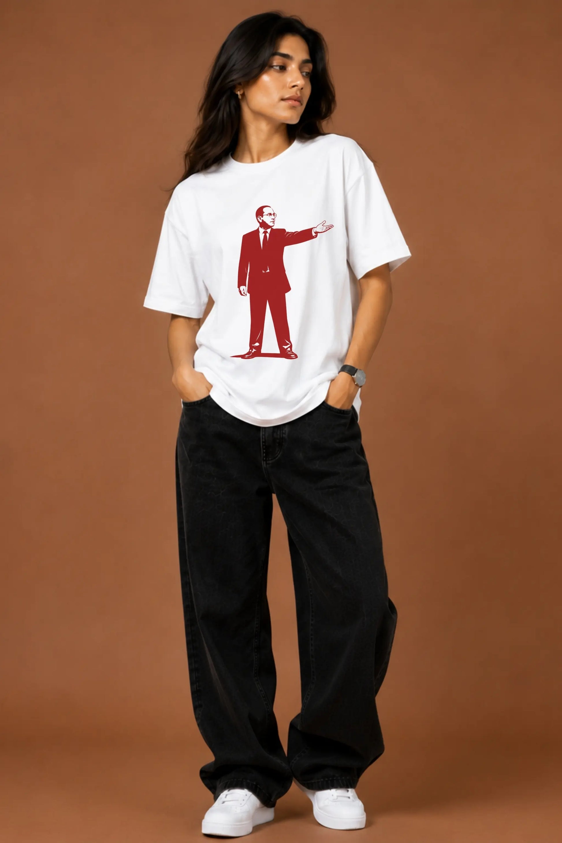 One Book One Country — Ambedkar Front Print Oversized Tee for Women | JUNOSHI