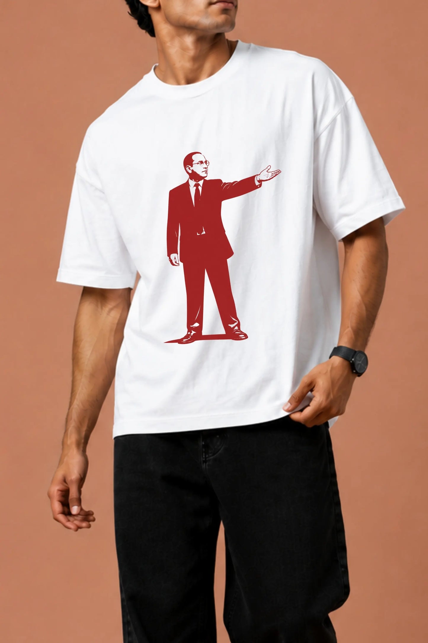 One Book One Country — Ambedkar Front Graphic Close-Up Oversized Tee | JUNOSHI