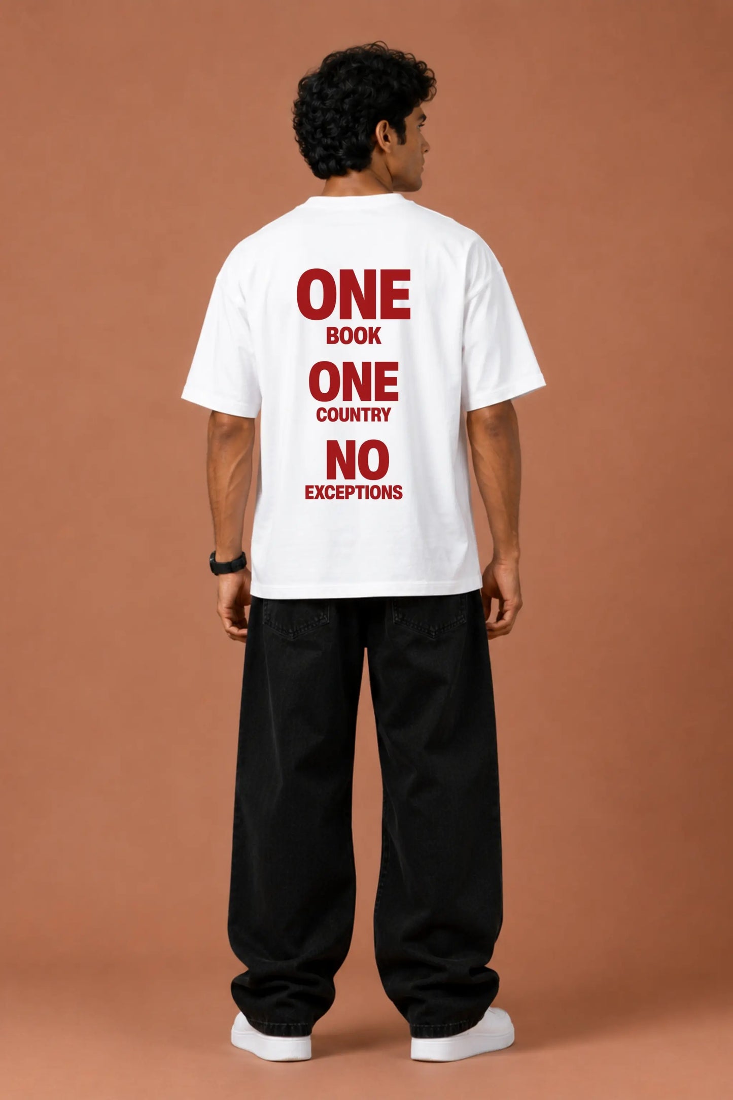 One Book One Country No Exceptions — Back Print Oversized Tee for Men | JUNOSHI