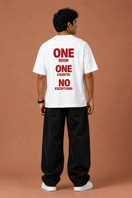 One Book One Country No Exceptions — Back Print Oversized Tee for Men | JUNOSHI