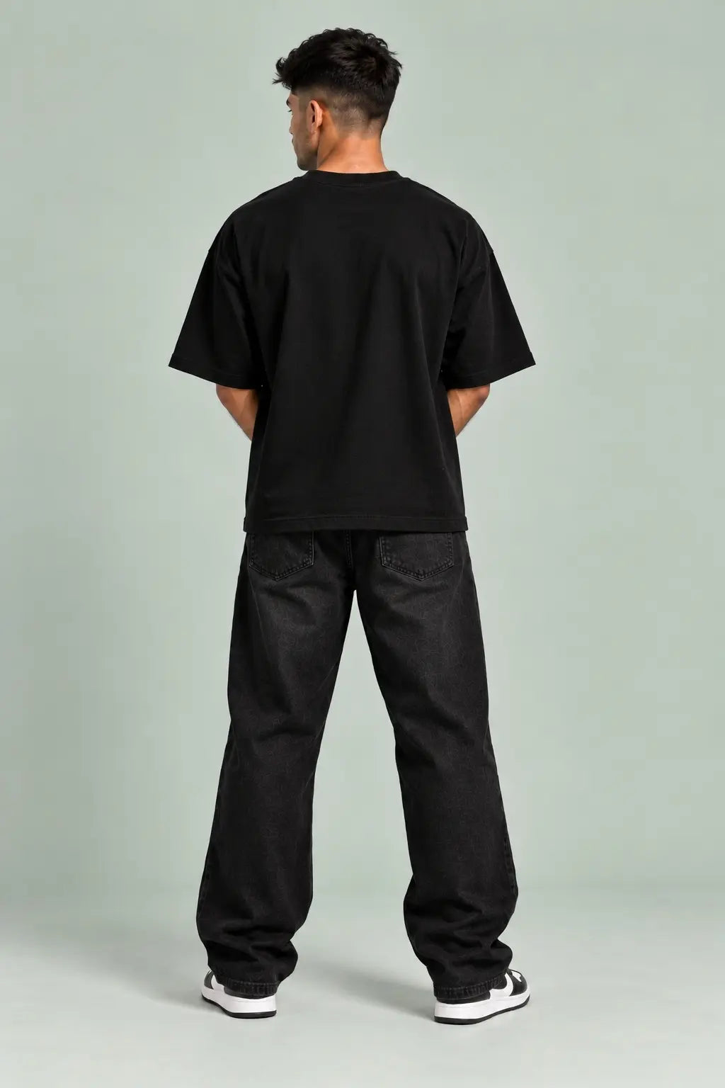 Otaku Forever — Anime Oversized Terry T-Shirt in Black, Plain Back View | JUNOSHI