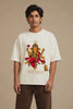 Ganpati Bappa Morya Dancing Ganesha Oversized Terry T-Shirt Reel — Front and Back