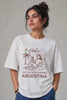 JUNOSHI Hola Argentina Oversized Tee Women — India-Argentina Wanderlust Print, Summer Beach Streetwear Reel Cover
