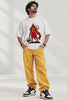 Hanuman Mighty Warrior — Devotion & Strength Oversized Classic T-Shirt styled with mustard baggy jeans and sneakers, short reel | JUNOSHI