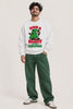 Desi Billi Christmas — Naughty Cat Christmas Oversized Sweatshirt Video, Styled with Green Wide-Leg Jeans | JUNOSHI