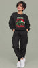 Press Start To Christmas — Gamer Christmas Oversized Sweatshirt video, worn by female model in black cargo pants and white sneakers | JUNOSHI