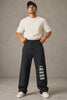 Mera Baccha Sabse Achha Hindi Slogan Sweatpants — Reel Cover, Men's Styling Front View, Black Unisex Wide Leg | JUNOSHI Easy Beings