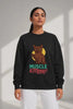 JUNOSHI Muscle & Meow Oversized Sweatshirt Women, Black — Gym-Cat Streetwear Reel, Leg Day Energy