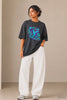 Wild Indigo Blue Teal Bird Aesthetic Oversized Terry Tee — Styling Reel, Charcoal, Women | JUNOSHI