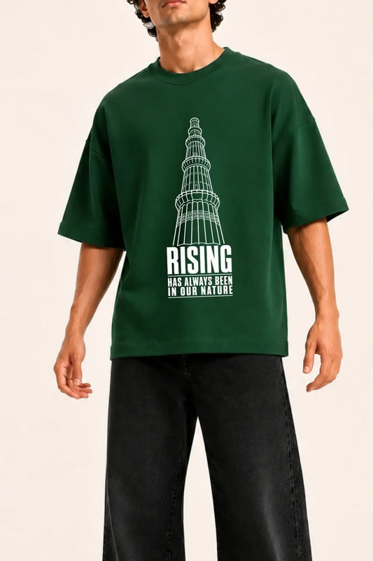 Rising — Qutub Minar Oversized Tee Print Closeup
