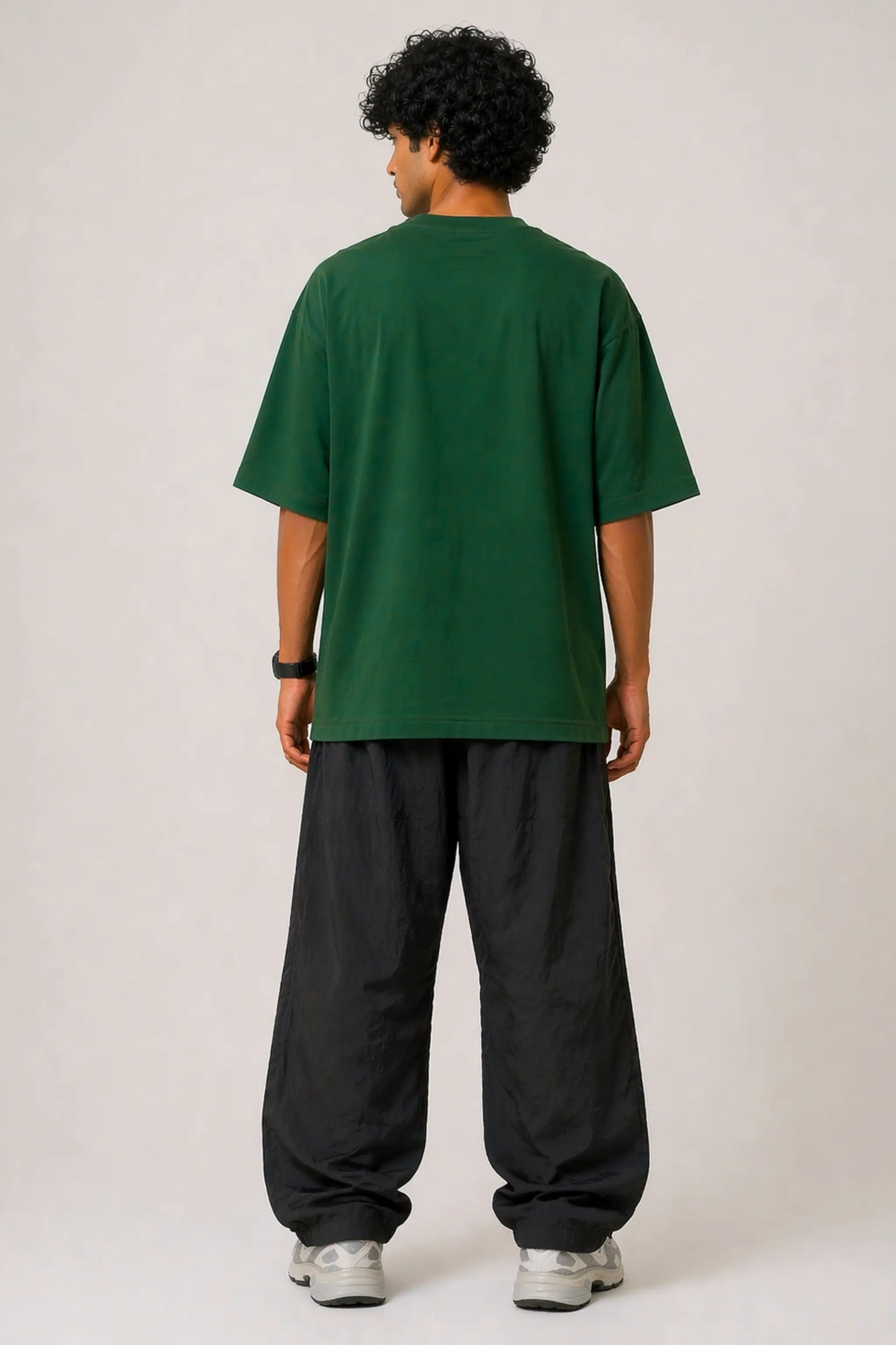 Roots Intact Ceiling Removed — Unisex Oversized Tee Back View, Forest Green | JUNOSHI