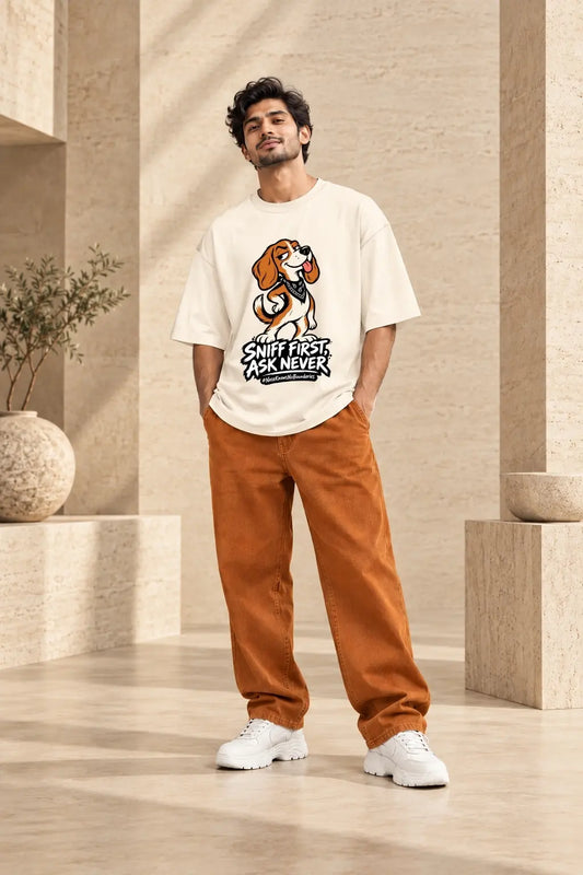 Sniff First Ask Never Bhai — Protective Brother Oversized T-Shirt for Men | JUNOSHI