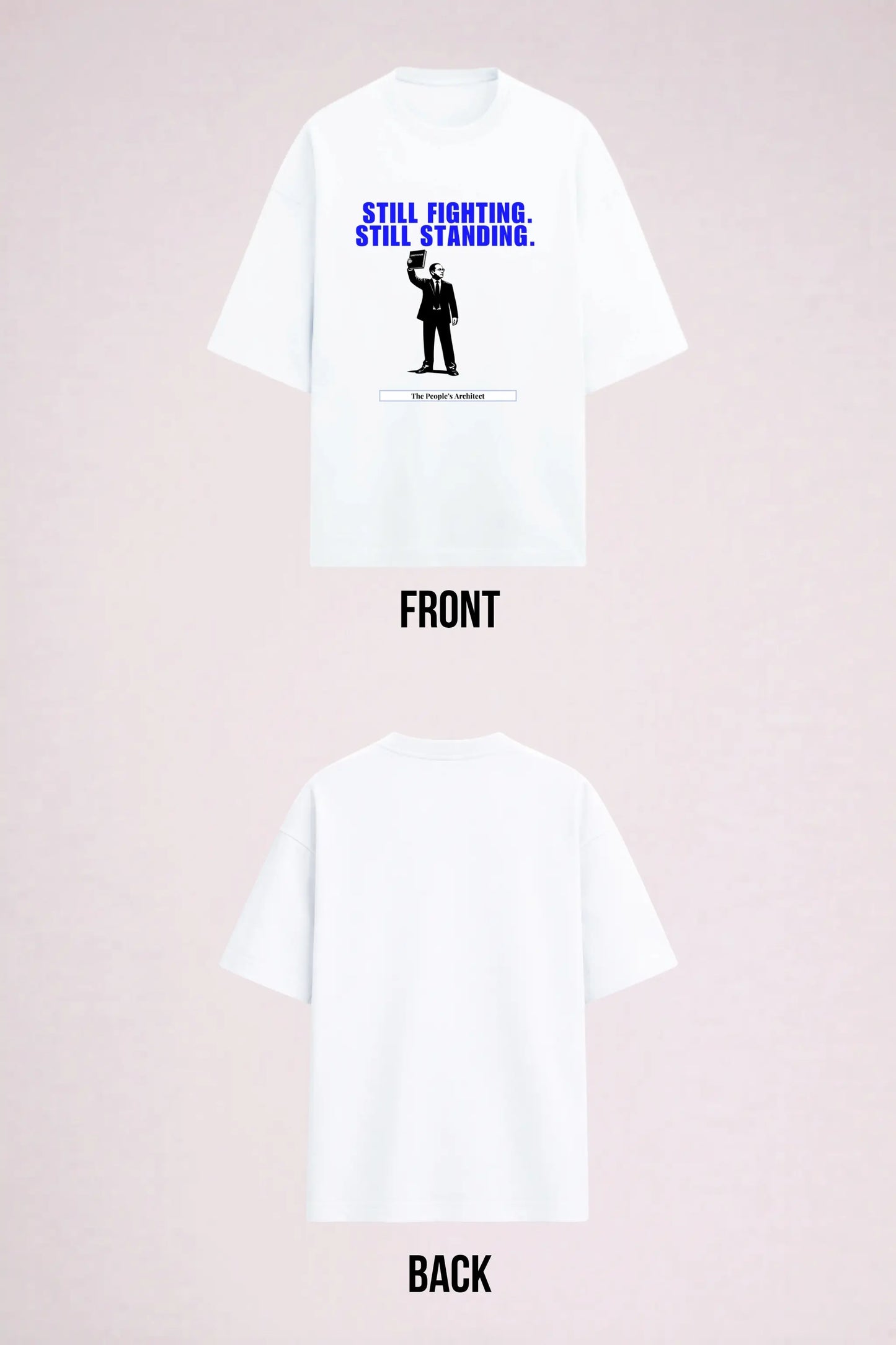 The People's Architect — Ambedkar Jayanti Oversized Tee White, Front and Back Flat Lay