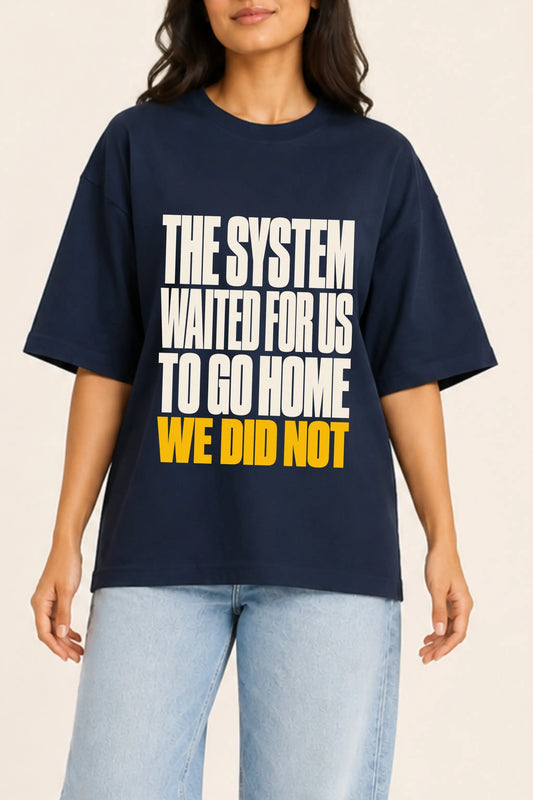 The System Waited — Constitutional Tee Close-Up Print Detail