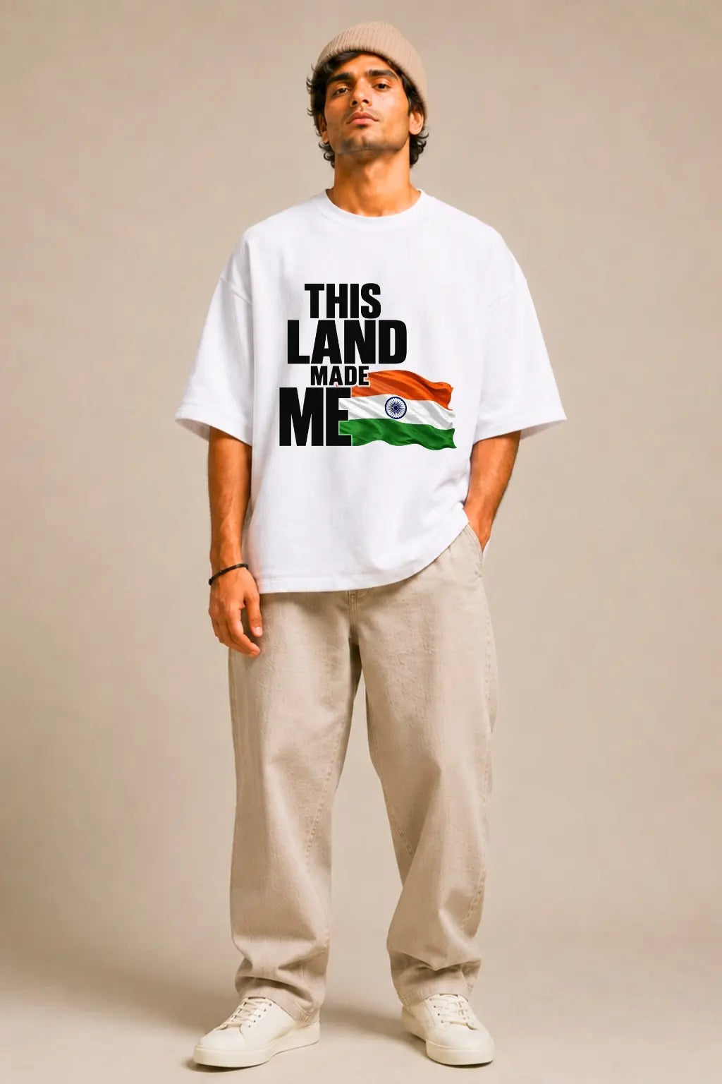 This Land Made Me — Indian Flag Oversized Tee for Men | JUNOSHI