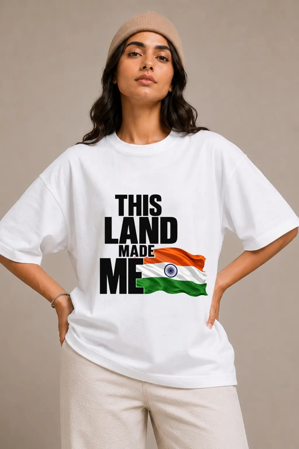 This Land Made Me — Indian Flag Oversized Tee for Women | JUNOSHI