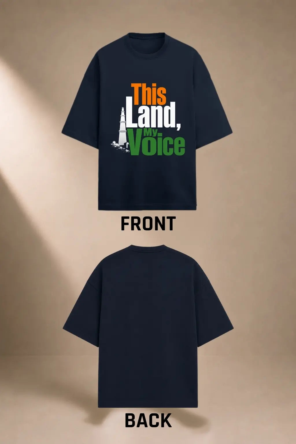 This Land My Voice — Patriotic Oversized T-Shirt Front and Back