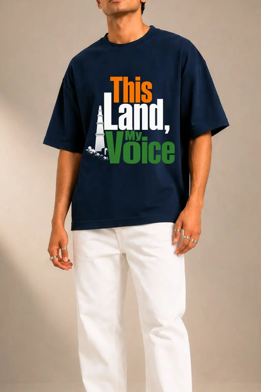 This Land My Voice — Qutub Minar Streetwear Tee Closeup