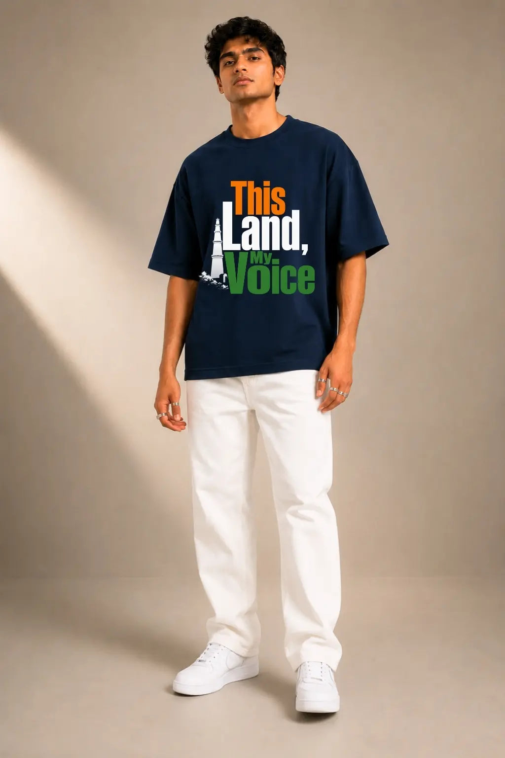 This Land My Voice — Patriotic Oversized Tee for Men