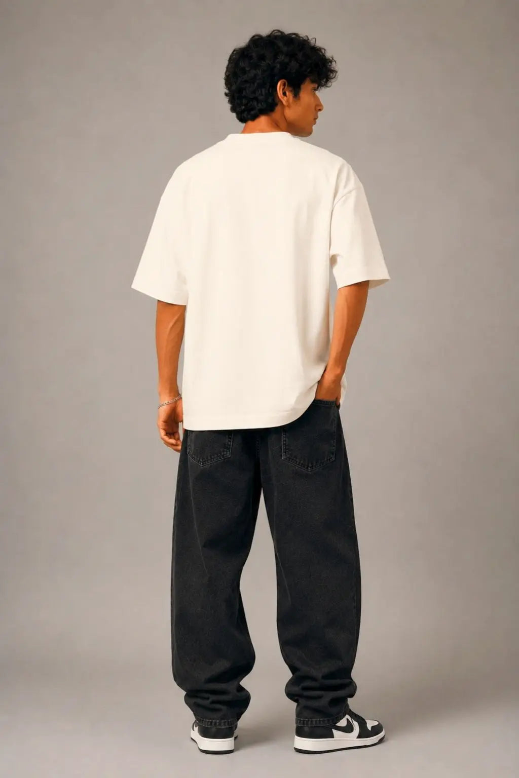 Tokyo Hungry oversized terry tee back view — premium drop-shoulder fit, unisex | JUNOSHI Wander & Wonder Collection