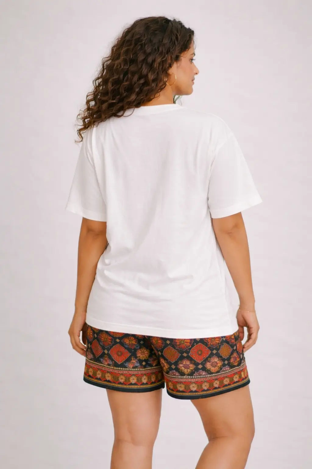 Vighnaharta Ganesha Oversized T-Shirt in White — Women's Back View