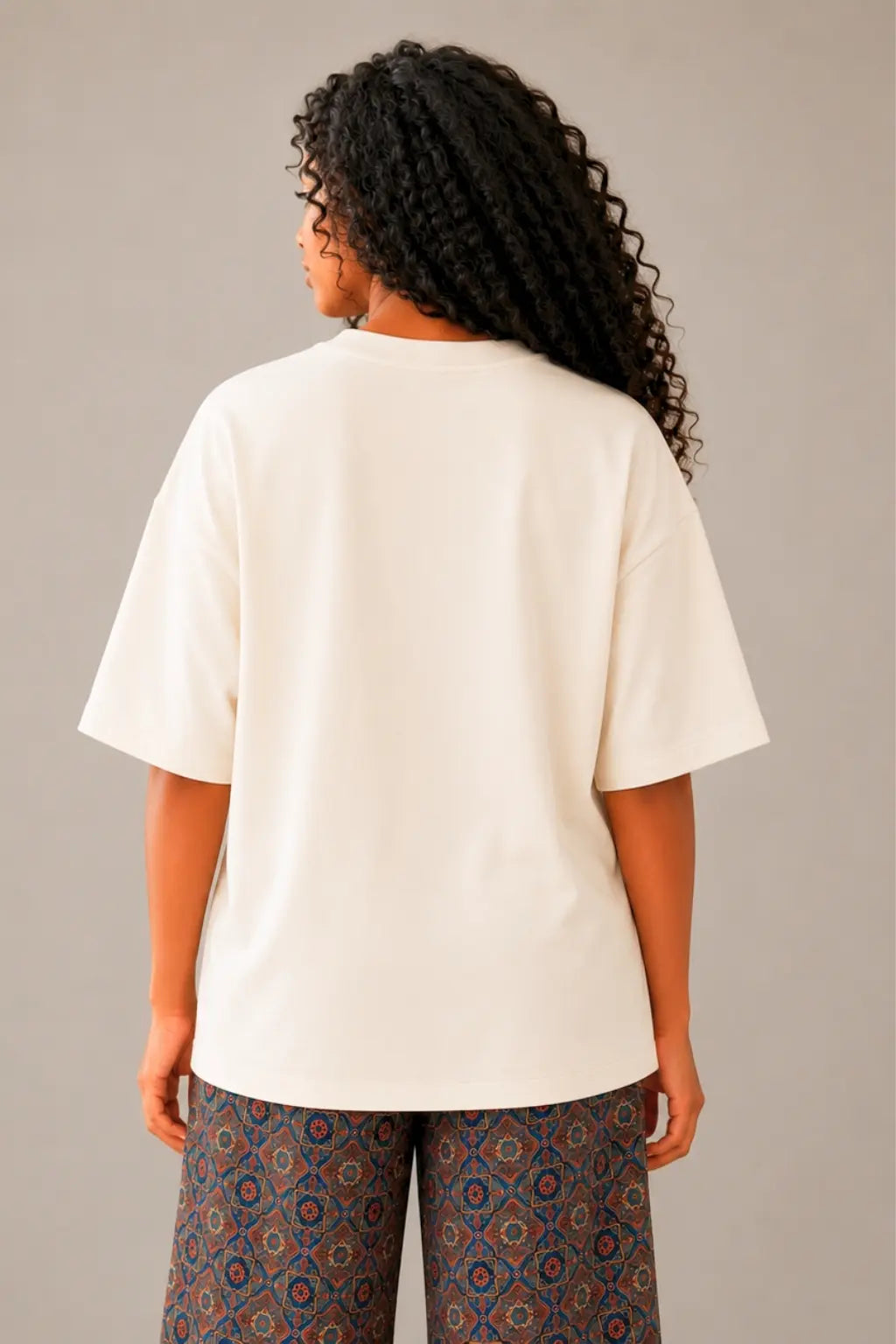 Vighnaharta Vibes Ganesha Print Closeup — Oversized Festive Tee | JUNOSHI