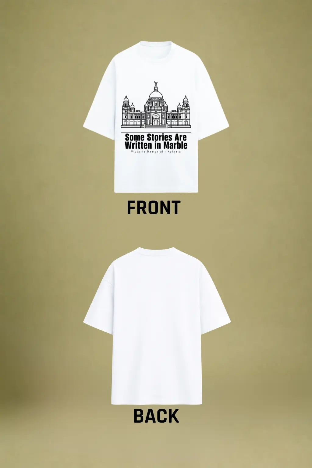 Written in Marble — Victoria Memorial Tee Flat Lay, Front and Back | JUNOSHI